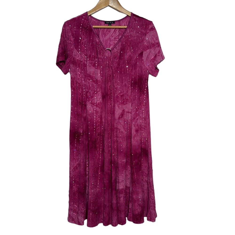 Sammy & Jo Dress with Sequin Embroidery and Metal Ring Accent